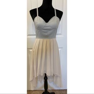 Women’s Blue & Beige Corset like Top Hi-Lo Dress